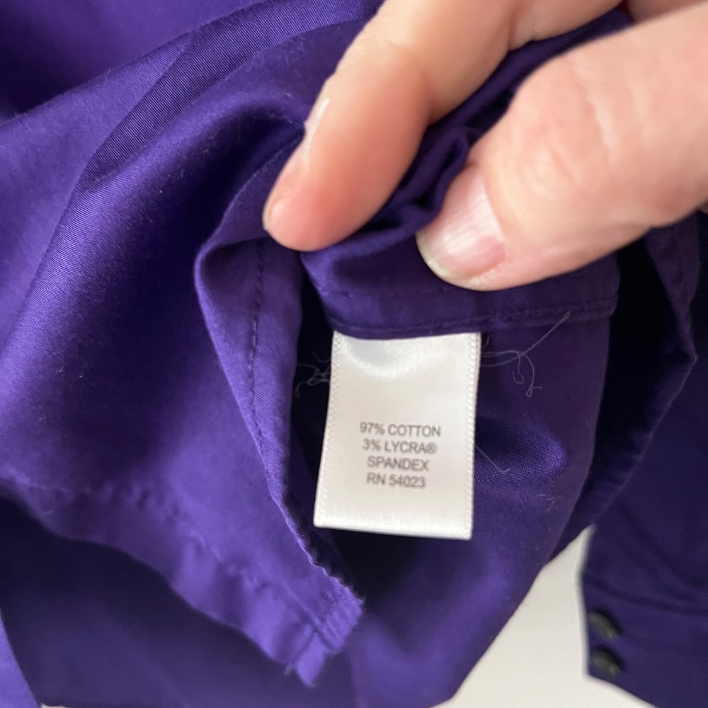 Banana Republic Non-Iron Fitten Button Up Shirt Purple Size 4 - Picture 4 of 6